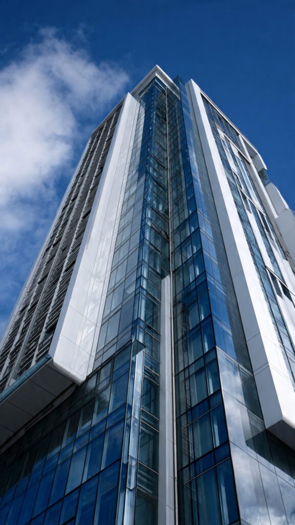 Aluminium façade, high-rise building façade, structural load requirements, SANS 10160 compliance, wind load design, aluminium curtain wall, curtain wall system, façade engineering, façade safety, façade certification, glazing system, mullion and transom, anchor brackets, aluminium and glass façades, high-rise construction South Africa, wind pressure calculation, serviceability criteria, structural engineer, façade testing, full-scale mock-up, building codes South Africa, 2AG, Accend Aluminium & Glass, Roodepoort façades, Randburg façades, aluminium façade installation, building façade design, structural design standards, façade durability, water and air tightness, architectural façade solutions, South African wind zones, aluminium frame sizing, high-rise façade compliance, curtain wall failures, façade deflection limits, façade performance, commercial building façade, façade load verification, façade safety standards, aluminium glazing solutions.